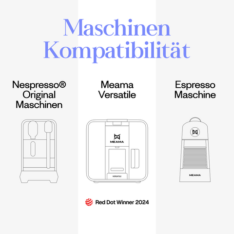 Meama Espresso-Kaffeekapsel kompatibel mit Nespresso® Maschinen, Meama Versatile Maschine (Reddot Award Gewinner 2024) und Meama Espresso Maschine