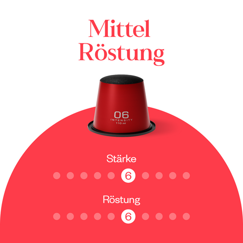 Meama Espresso-Kaffeekapseln Red 06, Intensität Stufe 6 von 10, Röstung Stufe 6 von 10