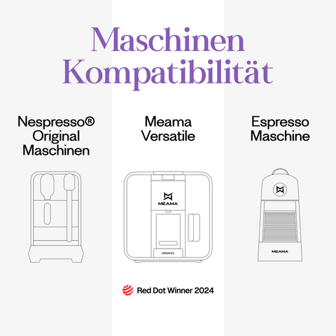 Meama Espresso-Kaffeekapsel kompatibel mit Nespresso® Maschinen, Meama Versatile Maschine (Reddot Award Gewinner 2024) und Meama Espresso Maschine