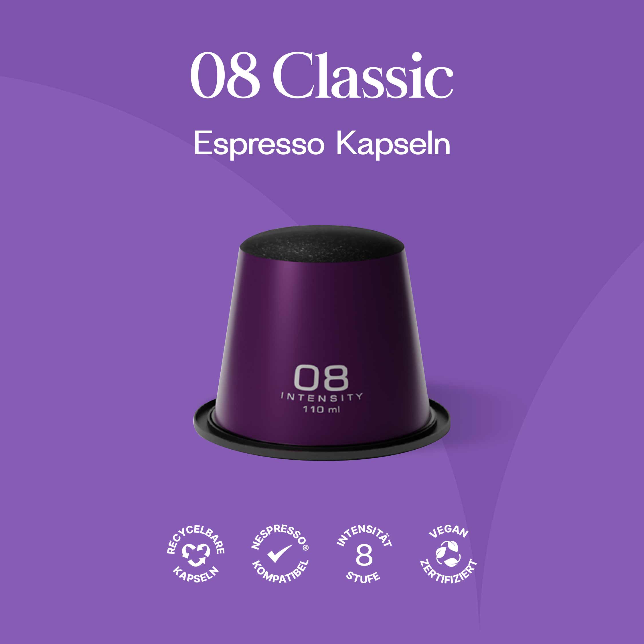 Meama Espresso Kaffee Kapsel Classic 08, recycelbare Kapseln, Nespresso® kompatibel, Intensität 8