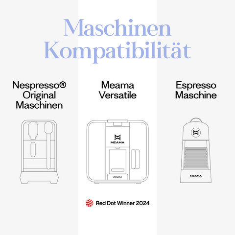 Meama Espresso-Kaffeekapsel kompatibel mit Nespresso® Maschinen, Meama Versatile Maschine (Reddot Award Gewinner 2024) und Meama Espresso Maschine