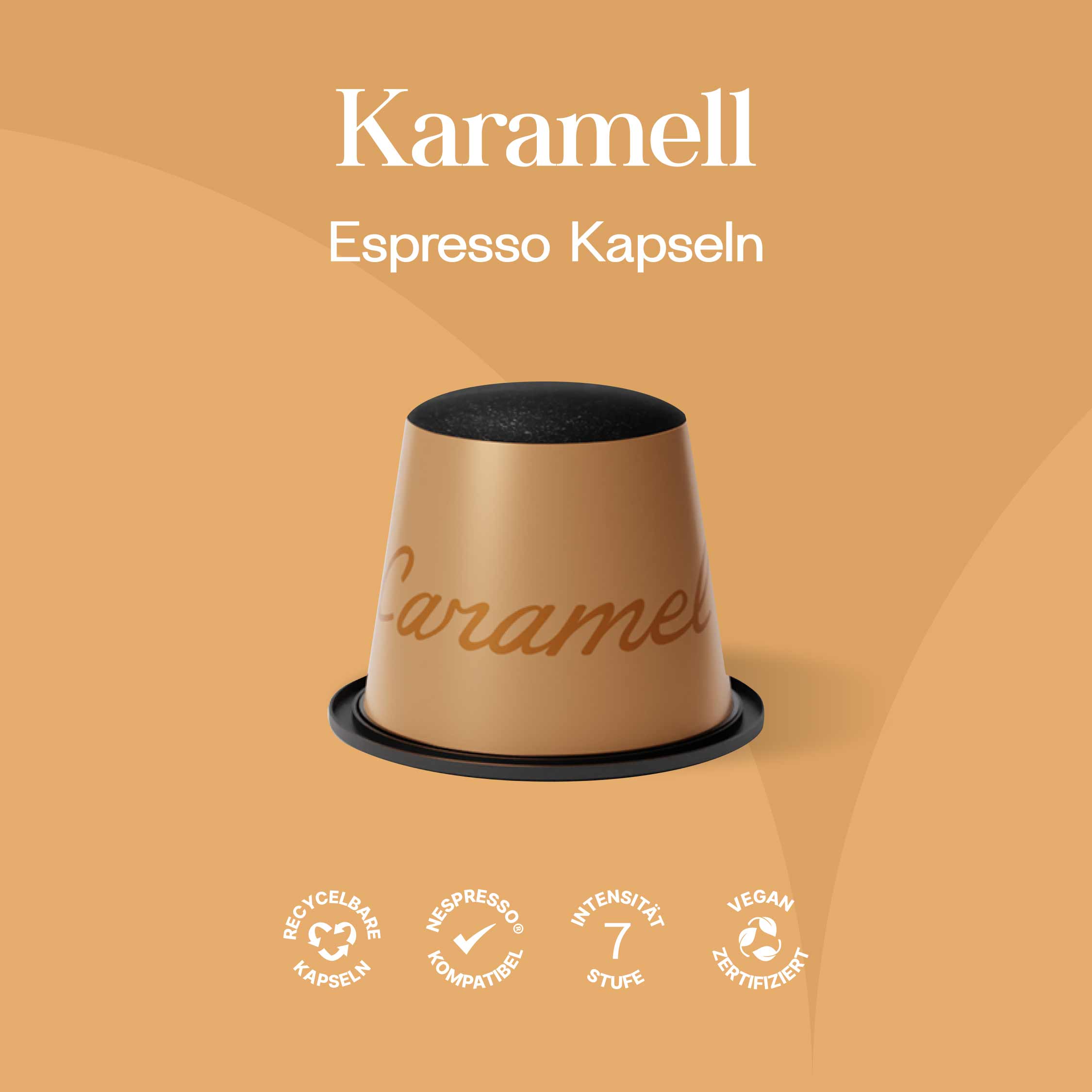 Meama Espresso Kaffee Kapsel Karamell, recycelbare Kapseln, Nespresso® kompatibel, Intensität 7