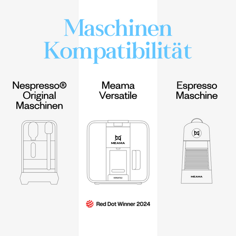Meama Espresso-Kaffeekapsel kompatibel mit Nespresso® Maschinen, Meama Versatile Maschine (Reddot Award Gewinner 2024) und Meama Espresso Maschine