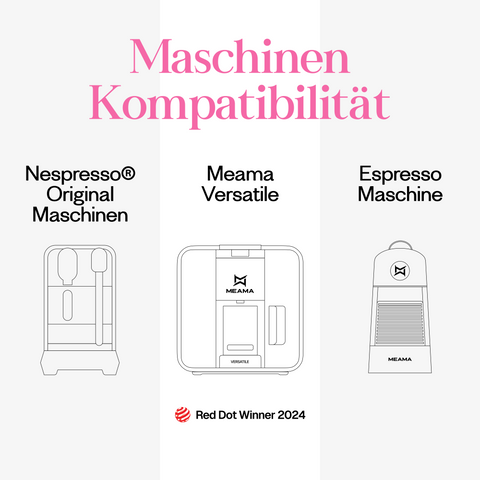 Meama Espresso-Kaffeekapsel kompatibel mit Nespresso® Maschinen, Meama Versatile Maschine (Reddot Award Gewinner 2024) und Meama Espresso Maschine