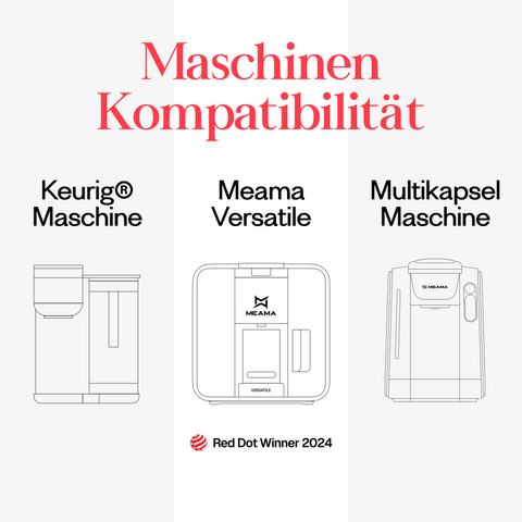 Meama Multi-Kaffeekapsel kompatibel mit Keurig Maschinen, Meama Versatile Maschine (Reddot Award Gewinner 2024) und Meama Multikapsel Maschine