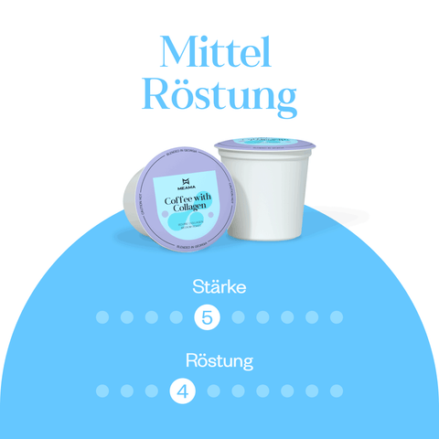Meama Kaffeekapseln mit Kollagen, Intensität Stufe 5 von 10, Röstung Stufe 4 von 10