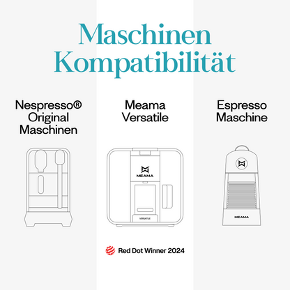Meama Espresso-Kaffeekapsel kompatibel mit Nespresso® Maschinen, Meama Versatile Maschine (Reddot Award Gewinner 2024) und Meama Espresso Maschine