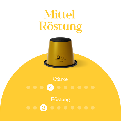Meama Espresso-Kaffeekapseln Yellow 04, Intensität Stufe 4 von 10, Röstung Stufe 3 von 10