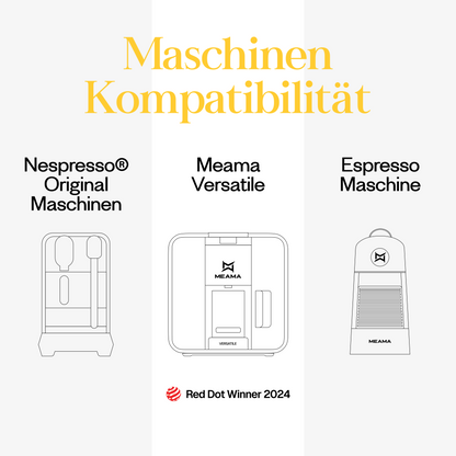 Meama Espresso-Kaffeekapsel kompatibel mit Nespresso® Maschinen, Meama Versatile Maschine (Reddot Award Gewinner 2024) und Meama Espresso Maschine