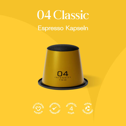 Meama Espresso Kaffee Kapsel Classic 04, recycelbare Kapseln, Nespresso® kompatibel, Intensität 4