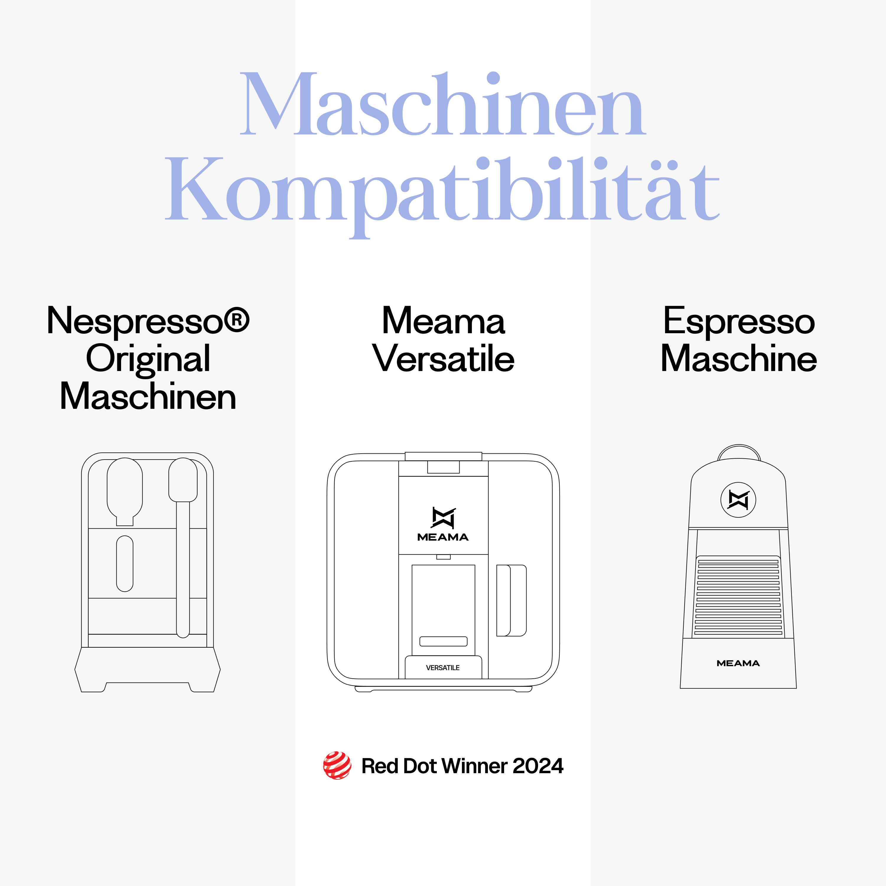 Meama Espresso-Kaffeekapsel kompatibel mit Nespresso® Maschinen, Meama Versatile Maschine (Reddot Award Gewinner 2024) und Meama Espresso Maschine
