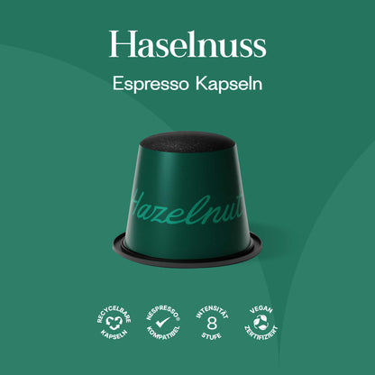 Meama Espresso Kaffee Kapsel Haselnuss, recycelbare Kapseln, Nespresso® kompatibel, Intensität 8