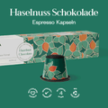 Meama Espresso-Kaffeepasel Hazelnut Chocolate Produktverpackung und Kapseln