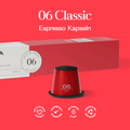 Meama Espresso-Kaffeepasel Red 06 Produktverpackung und Kapseln