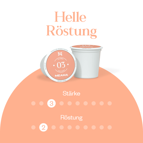 Meama Kaffeekapseln Colombia 03, Intensität Stufe 3 von 10, Röstung Stufe 2 von 10