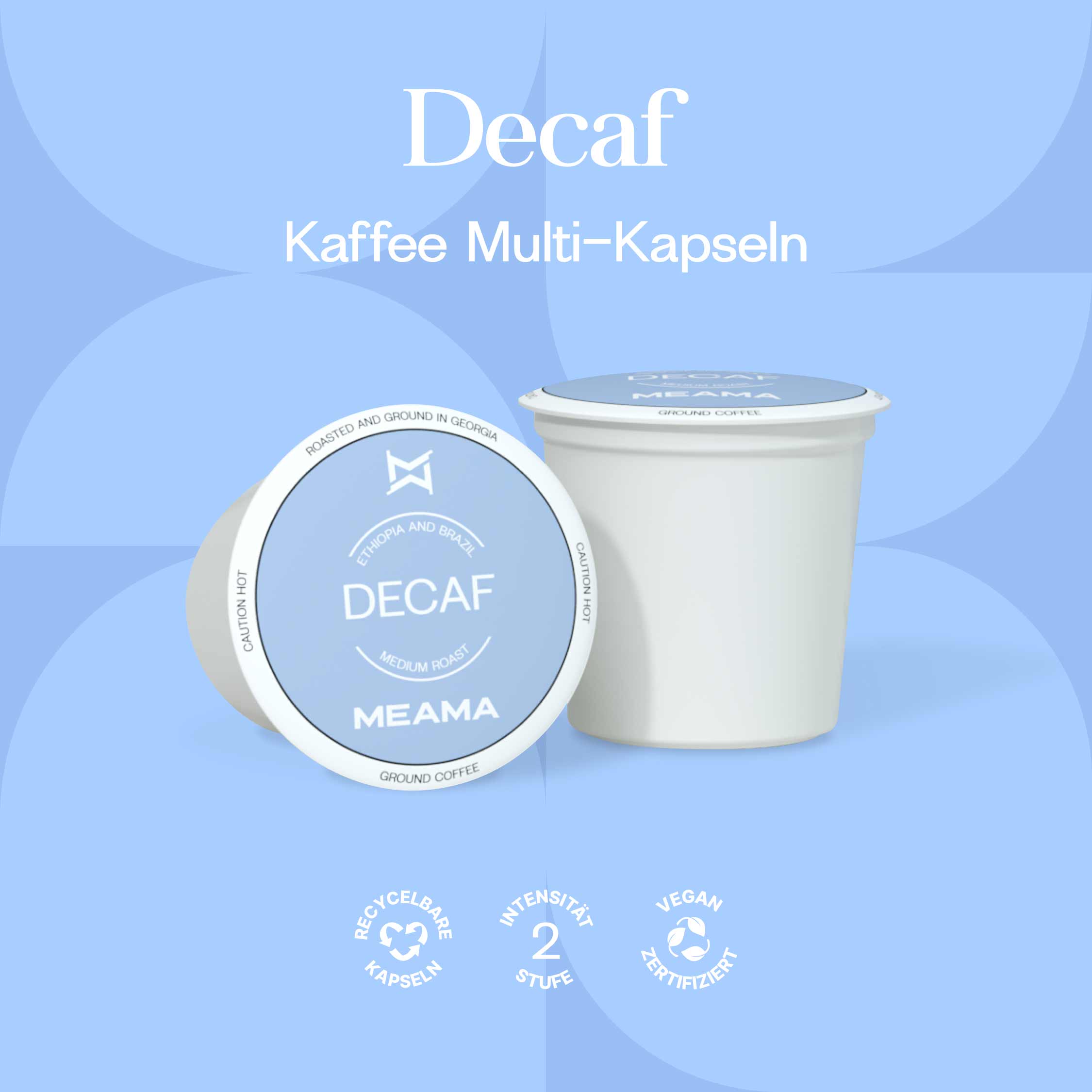 Meama Multikapsel Kaffee entkoffeiniert, recycelbare Kapseln, Intensität 2