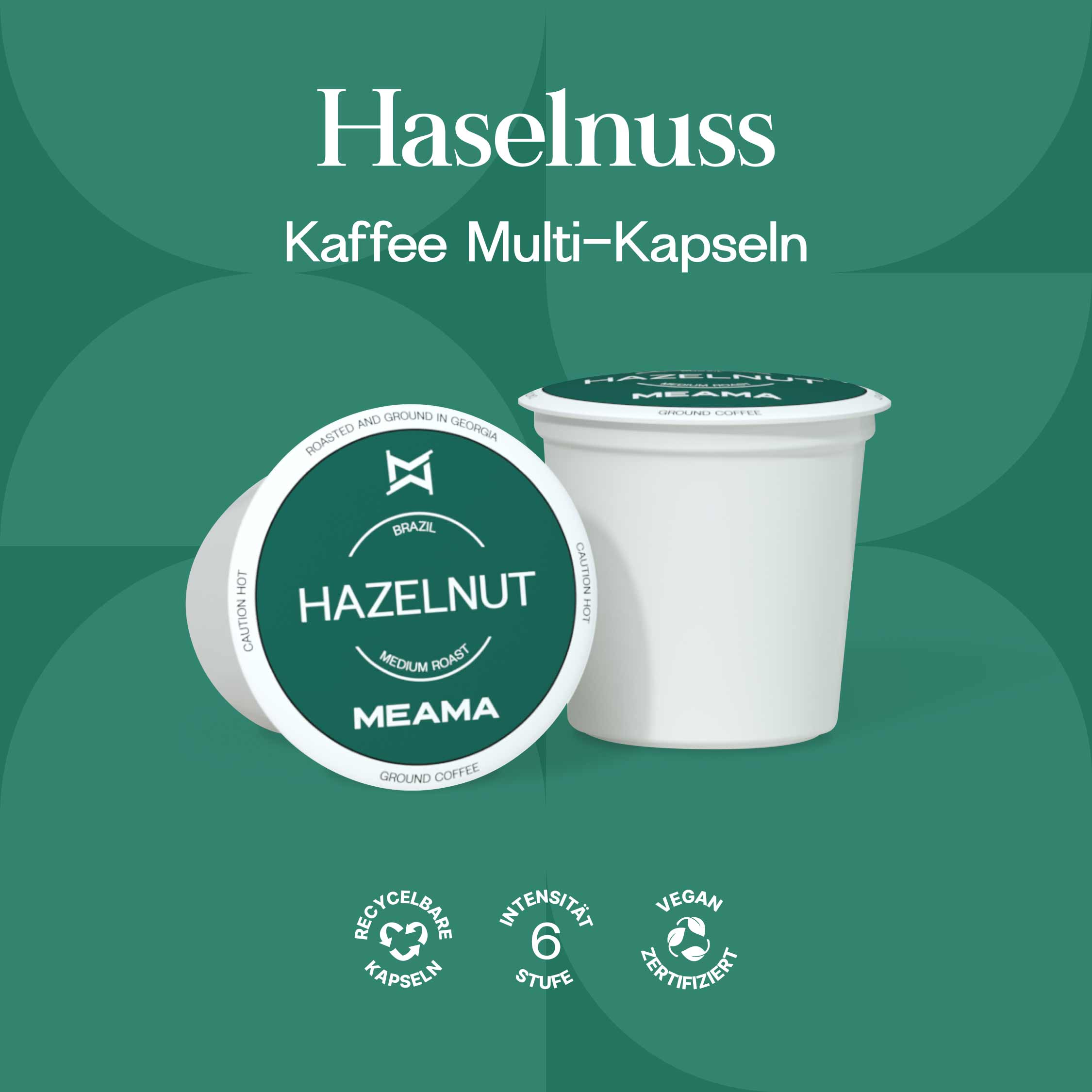 Meama Multikapsel Kaffee Haselnuss, recycelbare Kapseln, Intensität 6