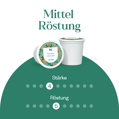 Meama Kaffeekapseln Haselnuss-Schokolade, Intensität Stufe 4 von 10, Röstung Stufe 5 von 10