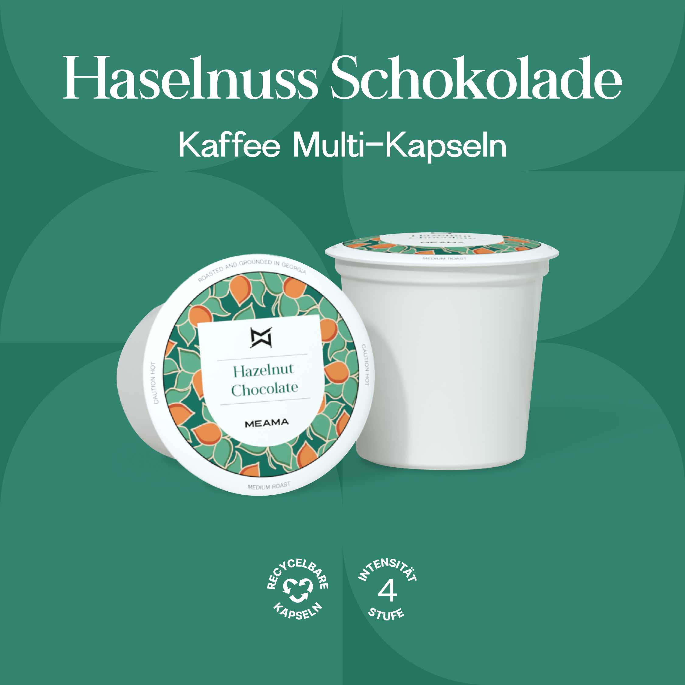 Meama Multikapsel Kaffee Haselnuss und Schokolade, recycelbare Kapseln, Intensität 6