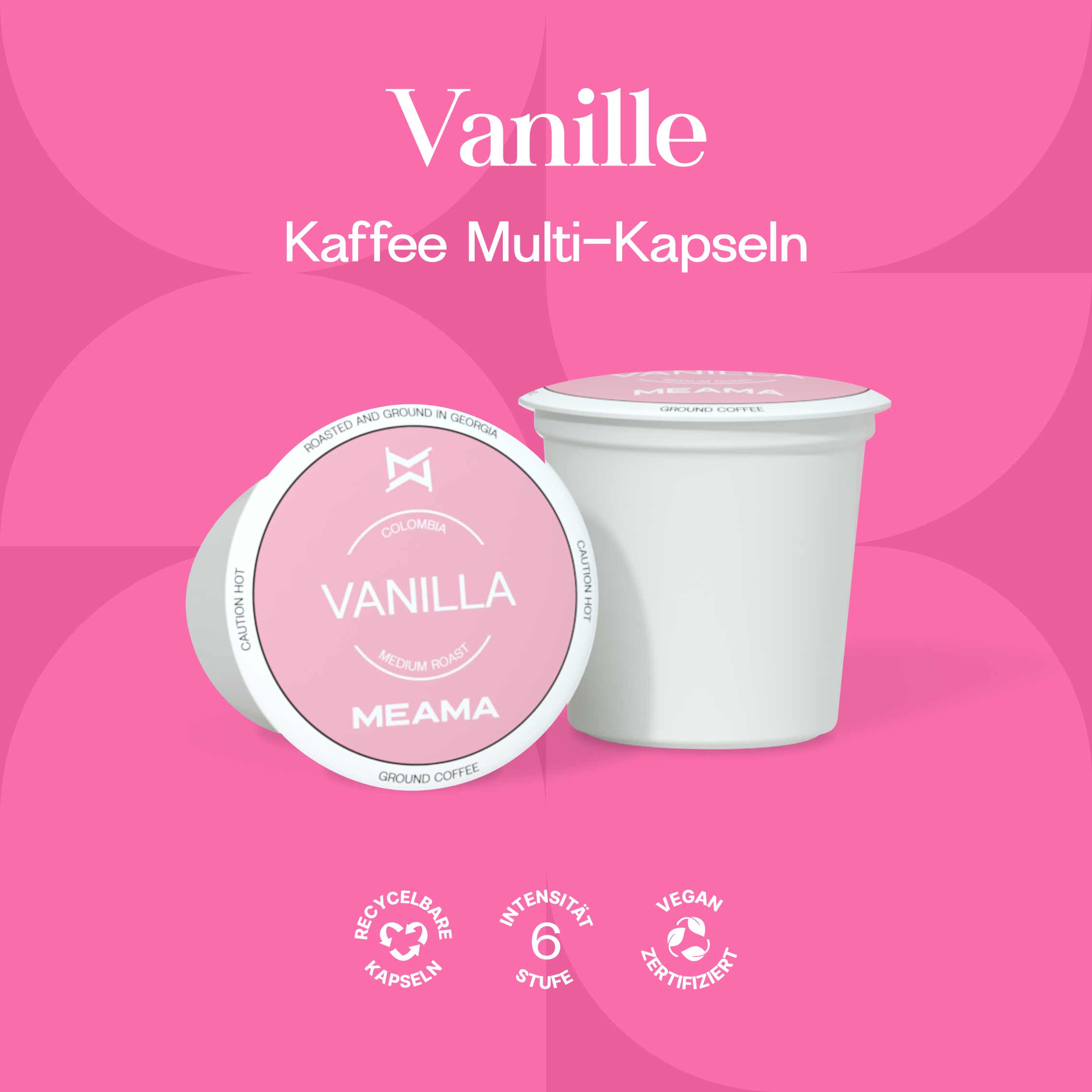 Meama Multikapsel Kaffee Vanille, recycelbare Kapseln, Intensität 6