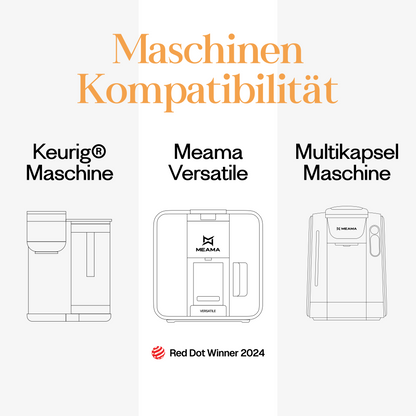 Meama Multi-Teekapsel kompatibel mit Keurig Maschinen, Meama Versatile Maschine (Reddot Award Gewinner 2024) und Meama Multikapsel Maschine